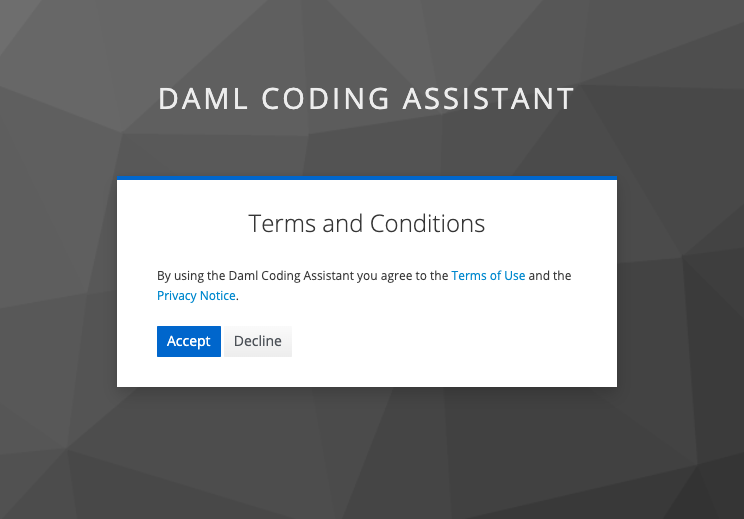 The Terms and Conditions acceptance page