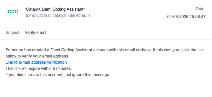 The verification email